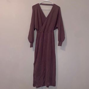 Mauve dress, little backless. small slit down the side. Long sleeves